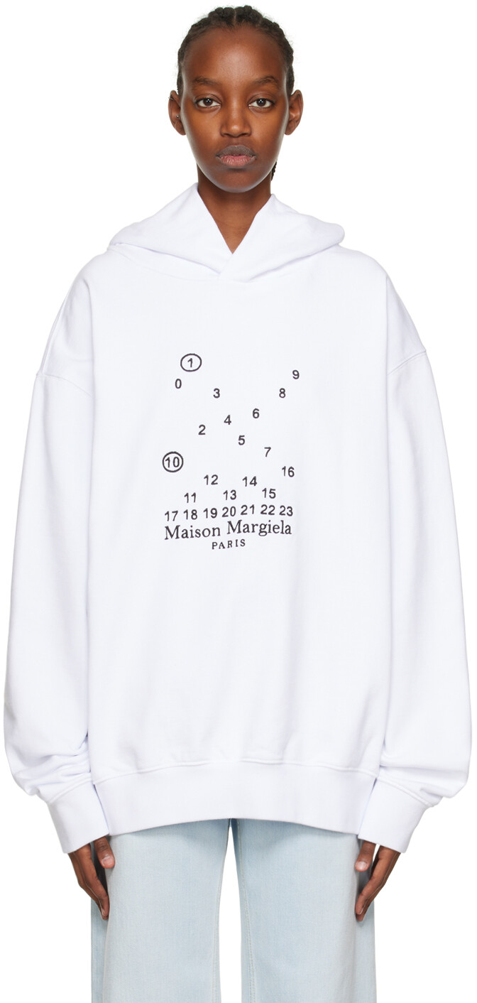 

Белый худи с вышивкой Maison Margiela
