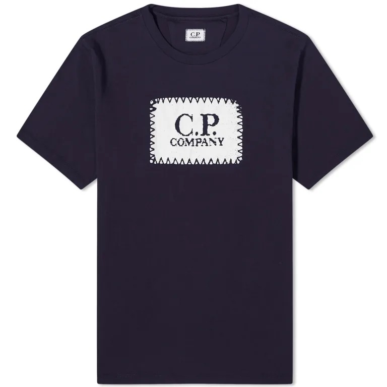 Футболка C.p. Company 30/1 Jersey Label Style Logo, темно-синий цена и фото