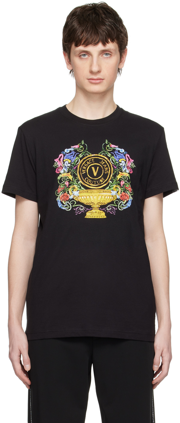 

Черная футболка с логотипом V-Emblem Garden Versace Jeans Couture, Черный