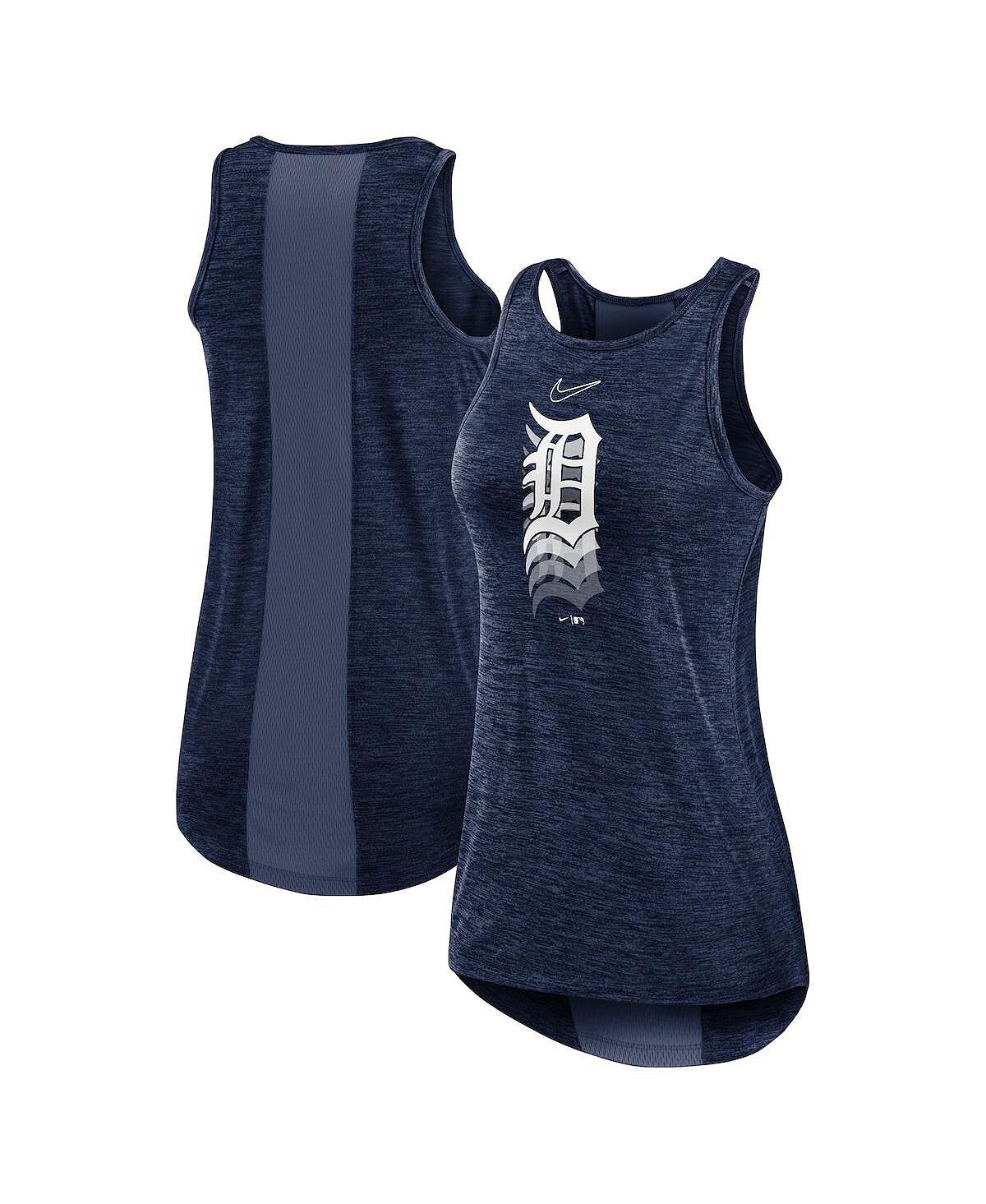 

Женская темно-синяя майка detroit tigers logo fade high neck performance Nike, синий