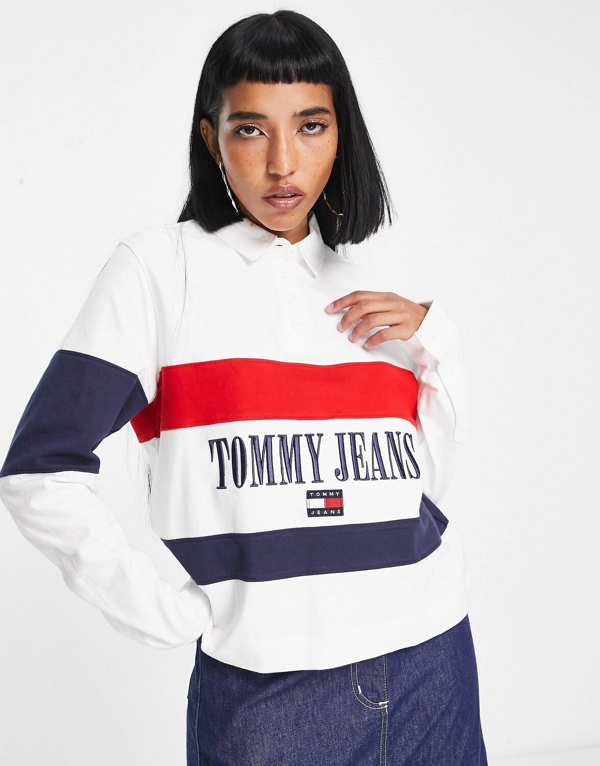 

Разноцветное поло оверсайз с длинными рукавами Tommy Jeans