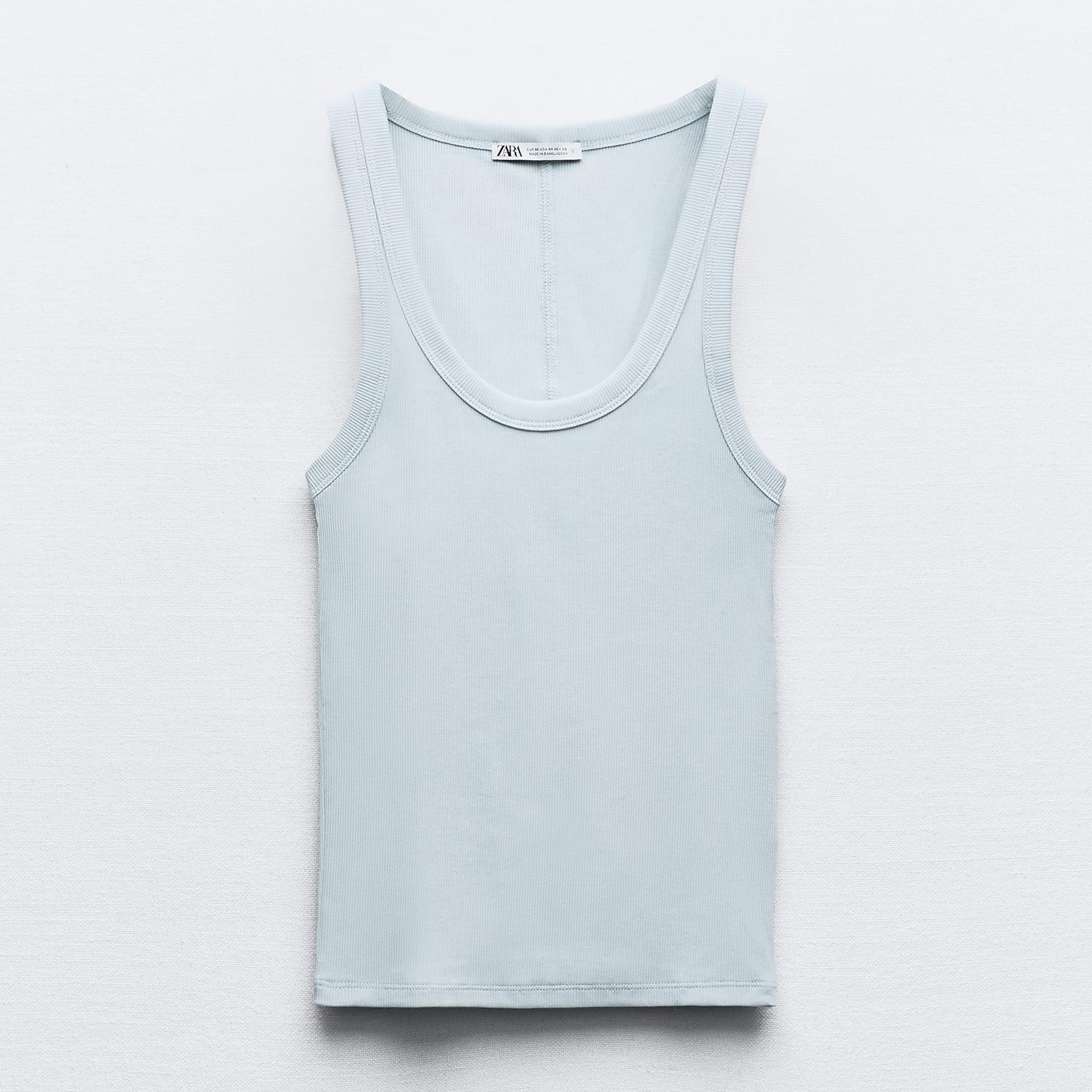 Топ Zara Ribbed Vest, голубой топ zara размер xl голубой