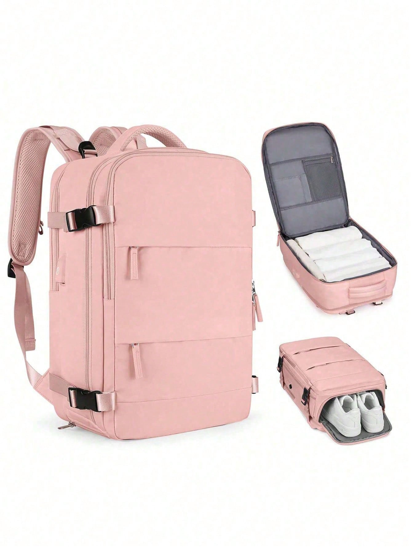 Многослойный большой дорожный рюкзак 15, розовый