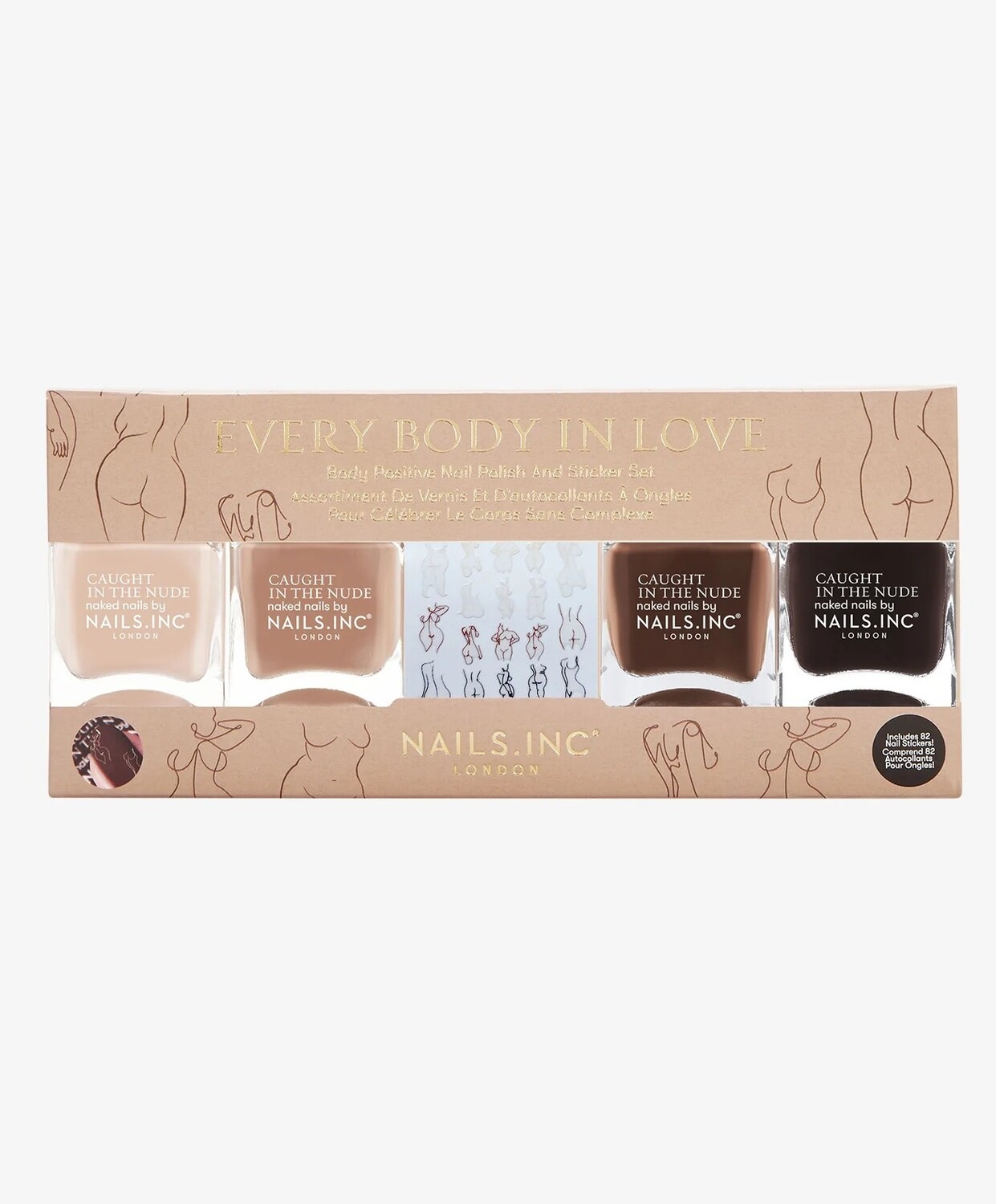 

Набор лаков для ногтей Nails Inc Nails.inc Everyone Body In Love Nail With Stickers, 4 предмета