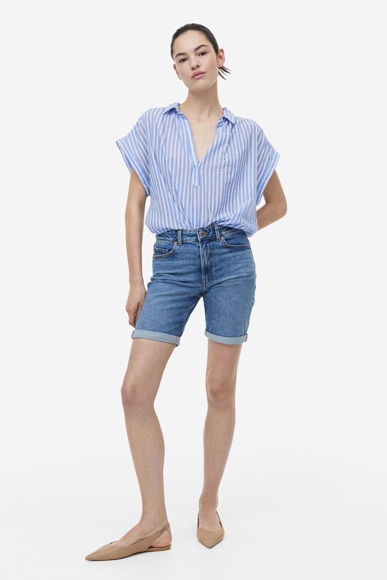 

Узкие классические джинсовые шорты H&M, джинсовый синий
