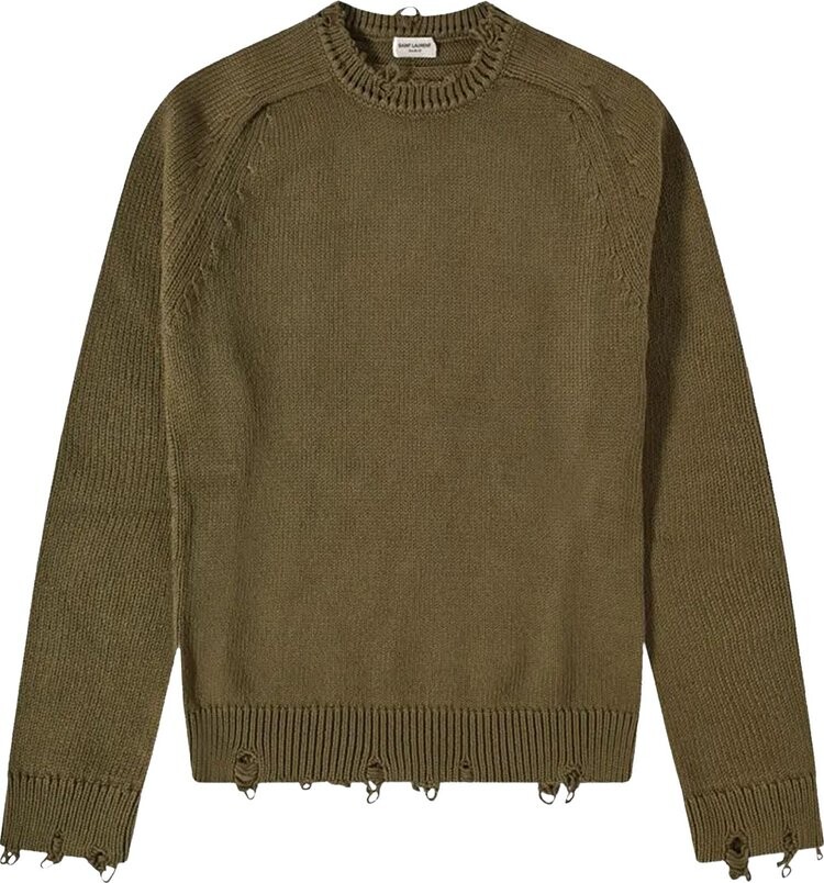 

Свитер Saint Laurent Used Detail Crewneck Sweater 'Khaki', загар
