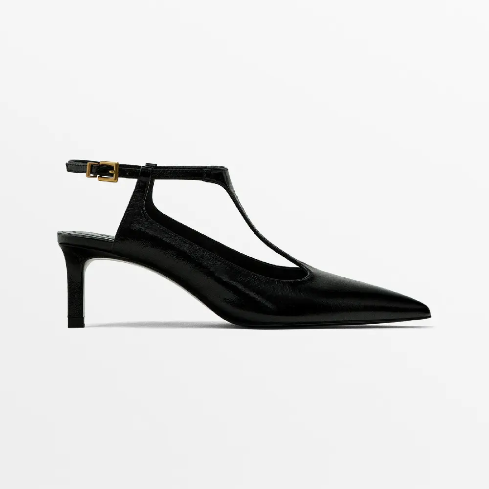 Туфли Massimo Dutti Heeled Slingback Strap, черный туфли massimo dutti heeled with buckle черный