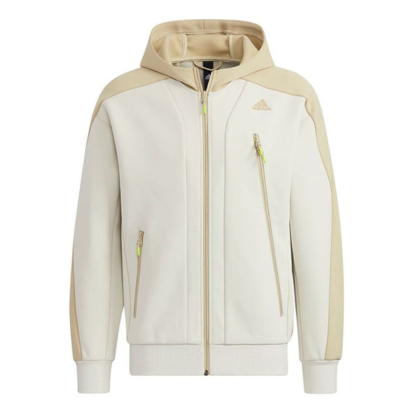 Куртка adidas Training logo Sports Contrasting Colors Hooded Jacket Creamy White, белый