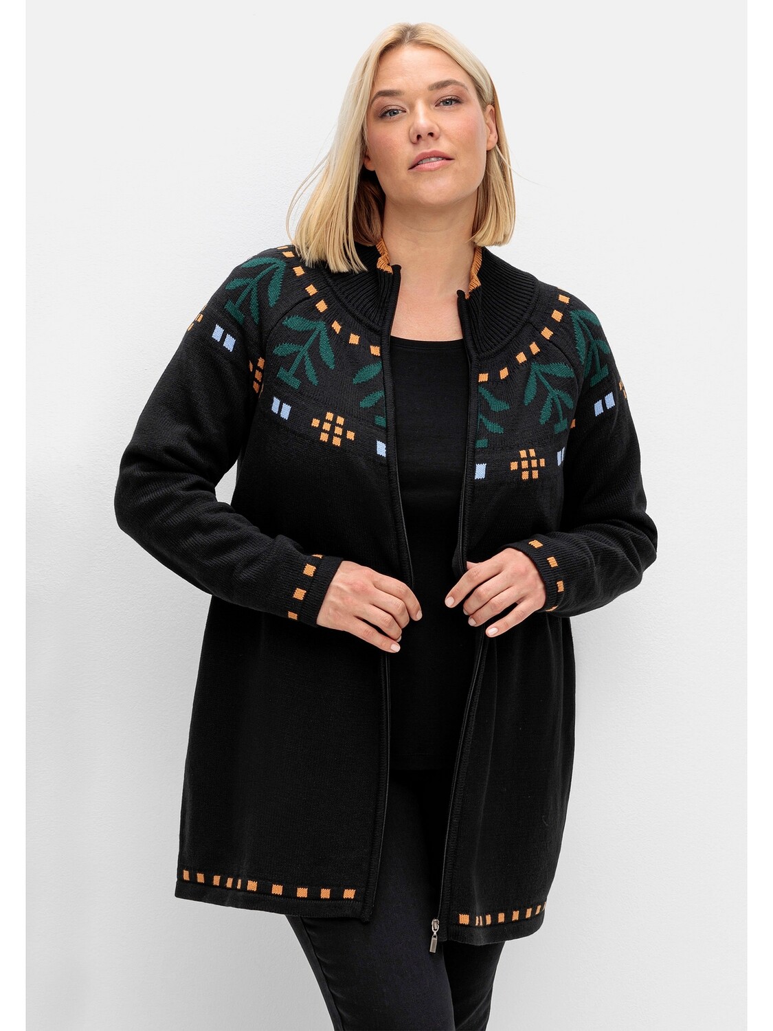 

Кардиган sheego Longstrickjacke, черный