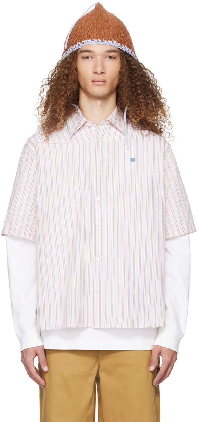 

Розовая рубашка на пуговицах Acne Studios, цвет Pink/Yellow