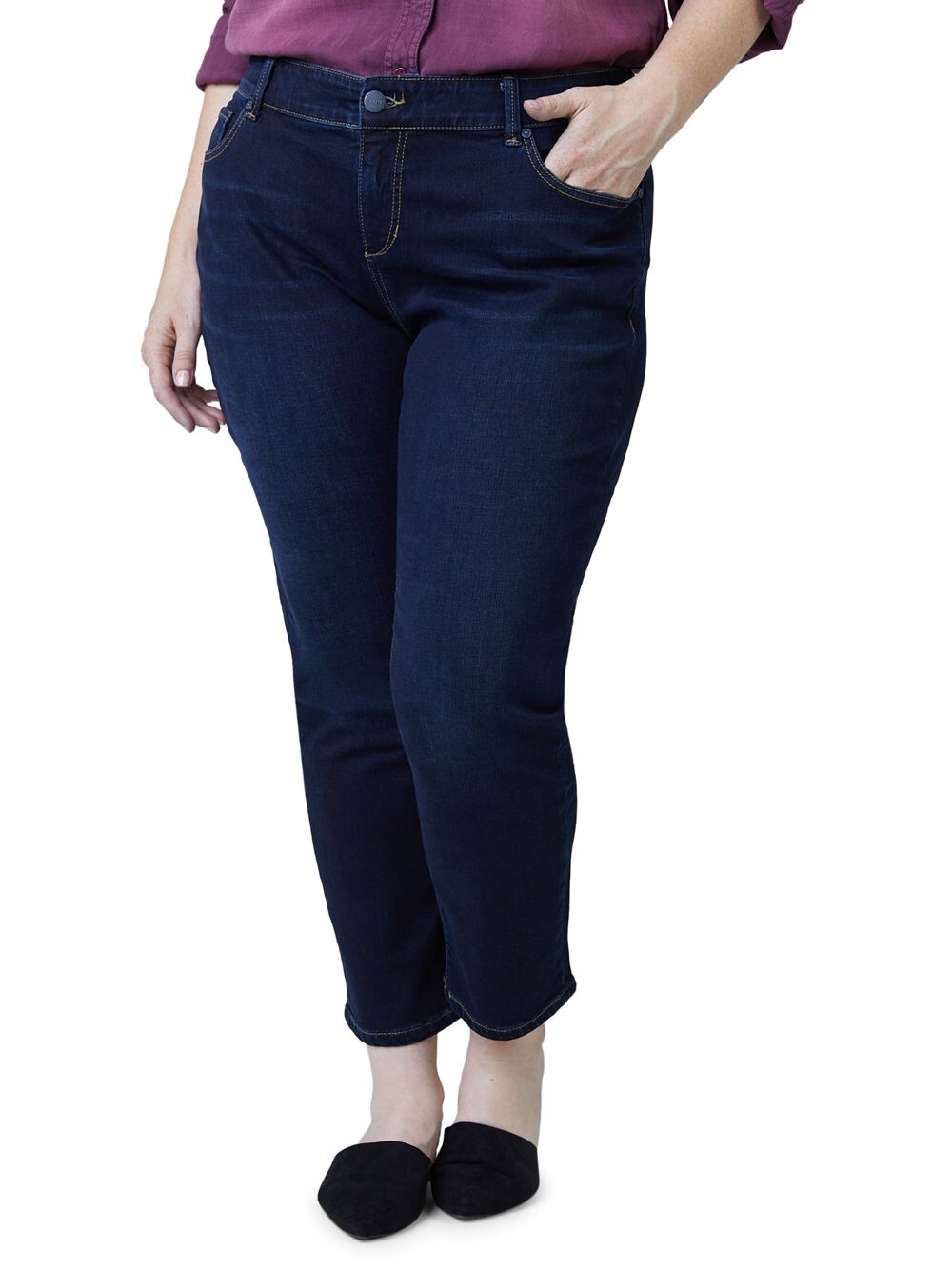 

Джинсы-бойфренды средней посадки до щиколотки Slink Jeans, Plus Size