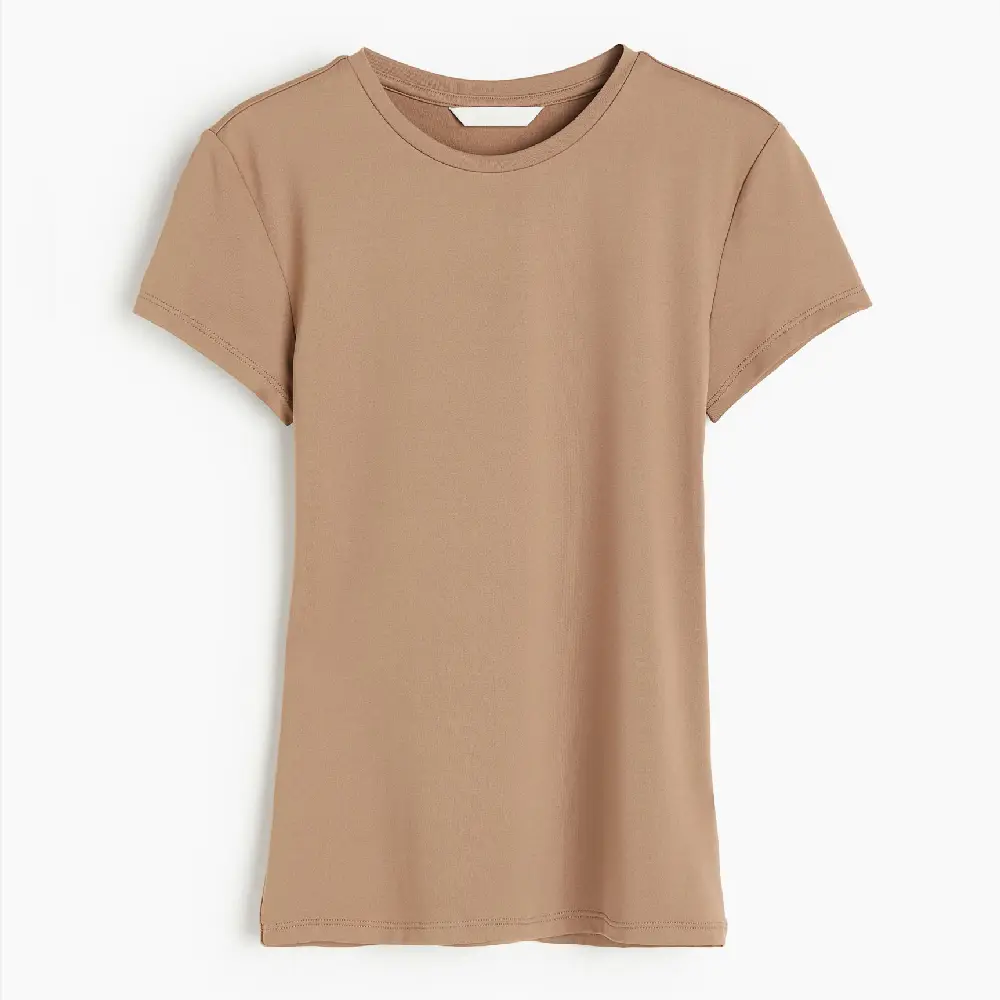 

Футболка H&M Fitted Microfiber, бежевый