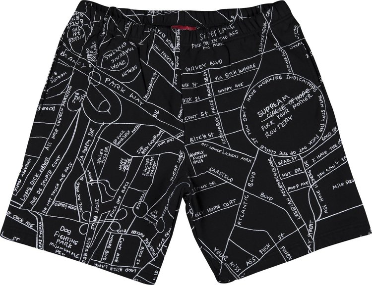 Спортивные шорты Supreme Gonz Embroidered Map Sweatshort 'Black', черный