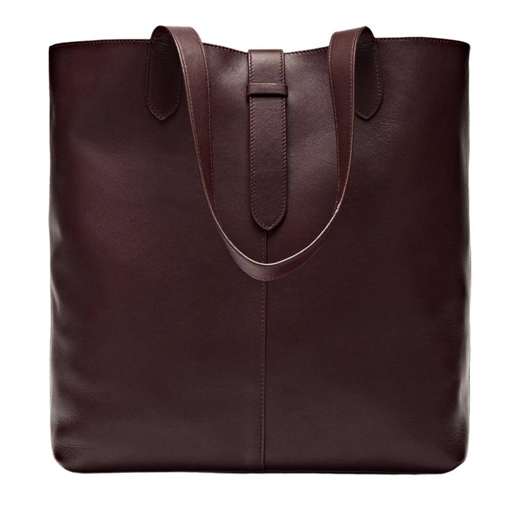 

Сумка-шоппер Massimo Dutti Nappa Leather Maxi, бордо
