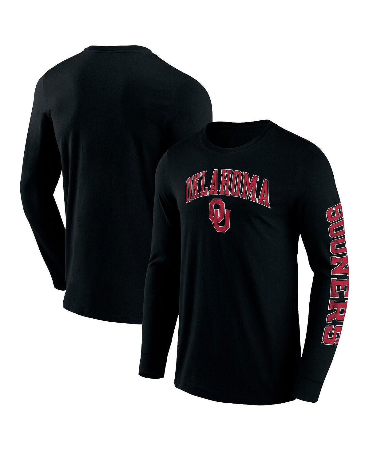 

Мужская фирменная черная футболка с длинным рукавом с логотипом oklahoma sooners arch over logo 2.0 с логотипом Fanatics, черный