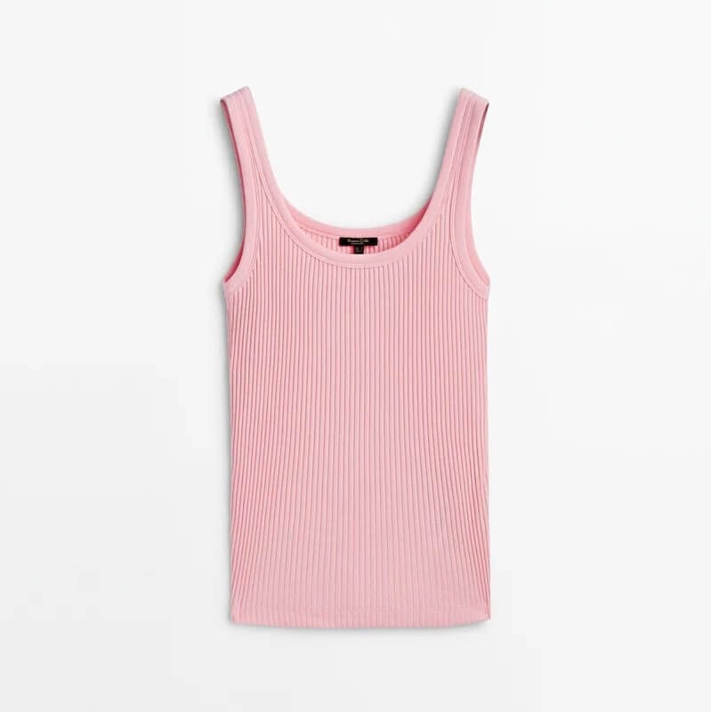 

Майка Massimo Dutti Ribbed, розовый