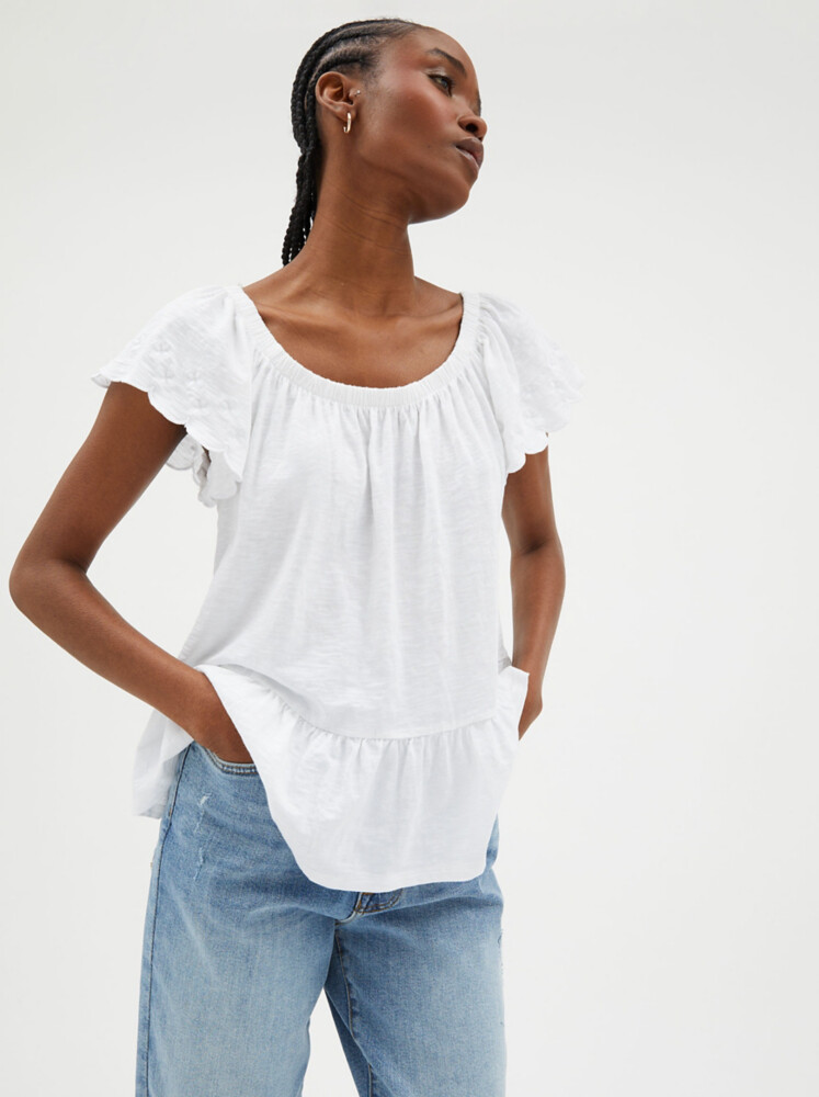 

Белый топ с баской и вышивкой Bardot George., белый