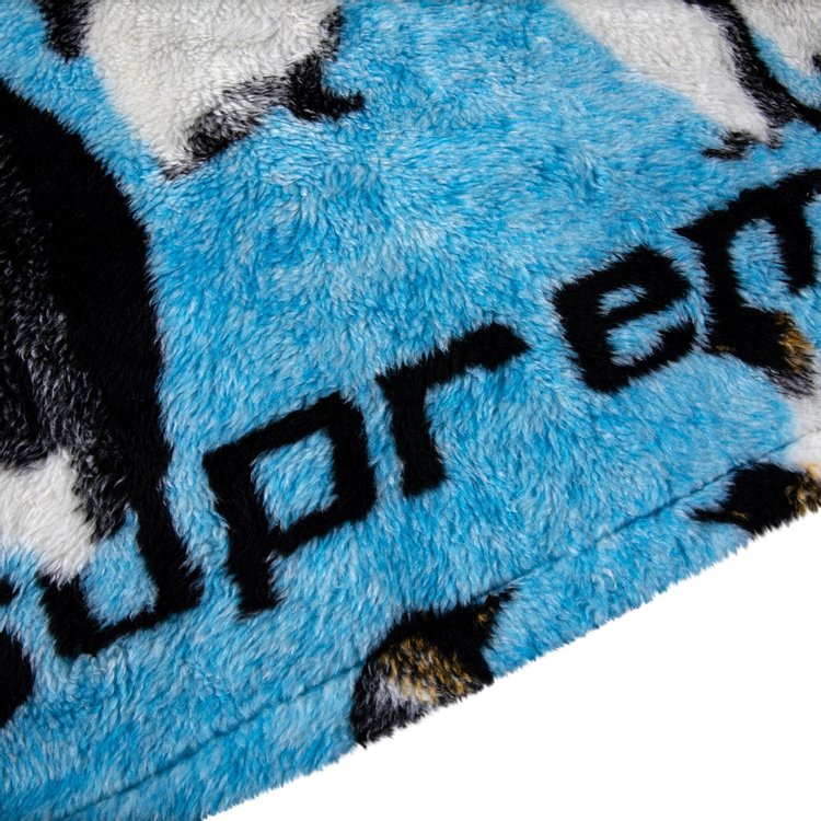 Supreme Penguins Hooded Fleece Jacket Blue