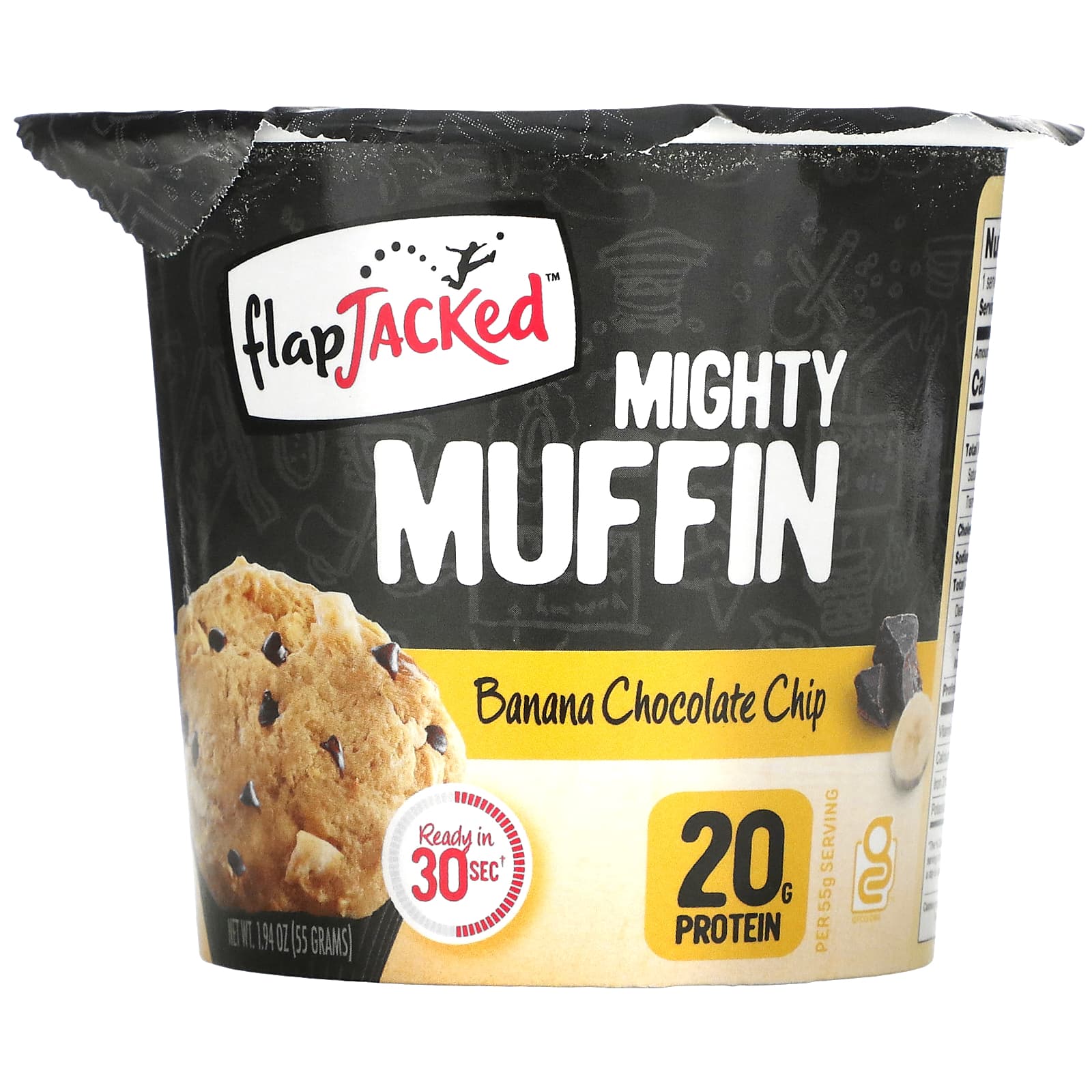 Смесь FlapJacked для приготовления кексов с пробиотиками, банан с шоколадной крошкой, 55 г flapjacked mighty muffins с пробиотиками набор founders 6 шт 55 г 1 94 унции