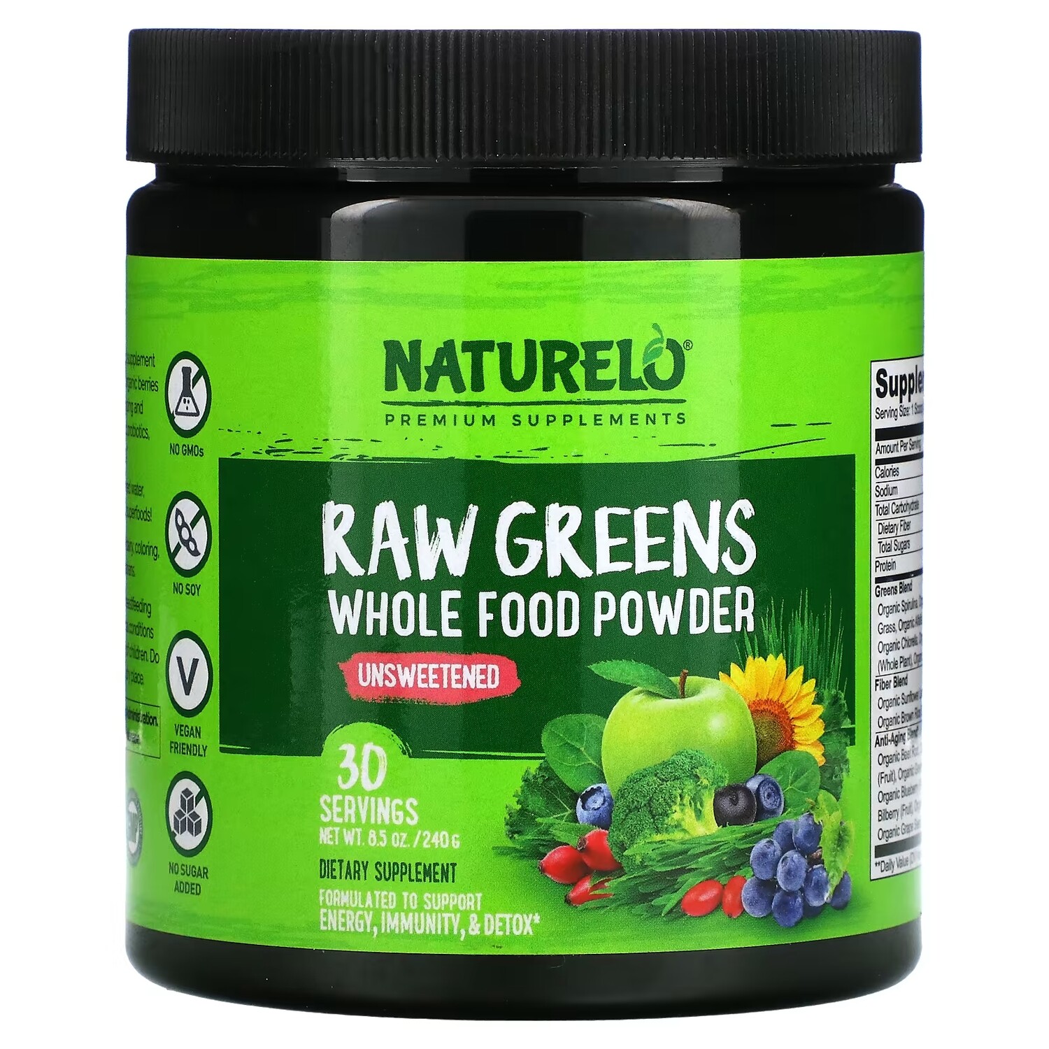 

Порошок из Цельных Необработанных Продуктов NATURELO без подсластителей, 240 г