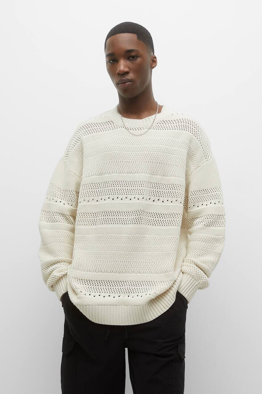 

Свитер открытой вязки Pull&Bear, кремовый