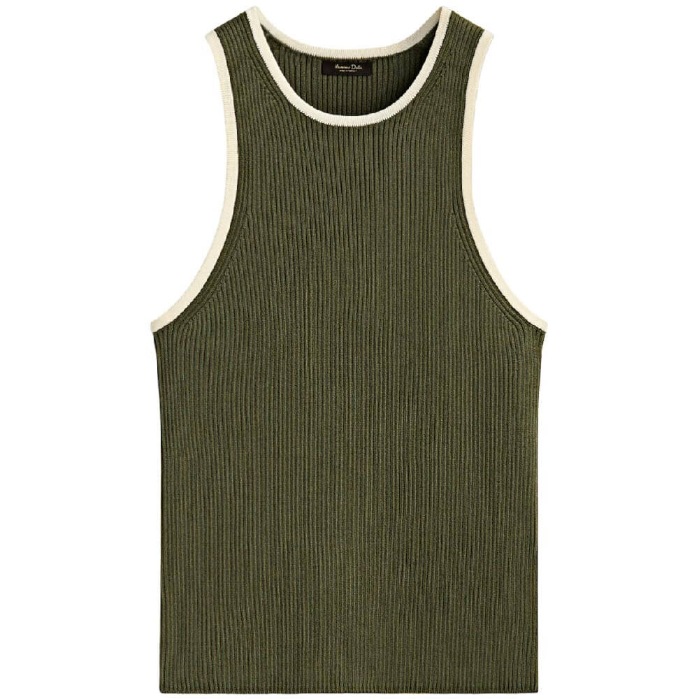 

Топ Massimo Dutti Contrast Ribbed Knit, зеленый/бежевый