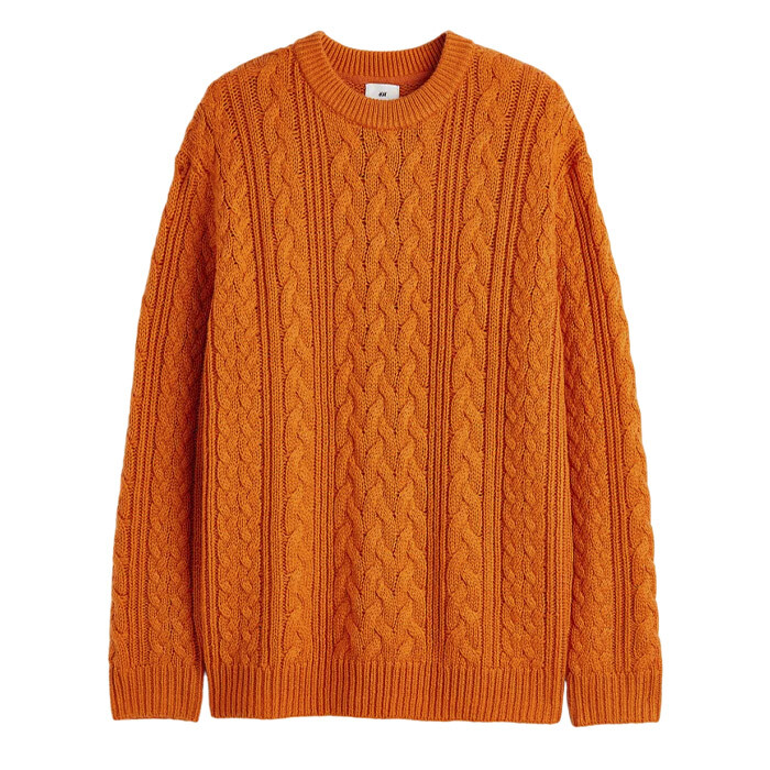

Джемпер H&M Relaxed Fit Cable-knit, оранжевый