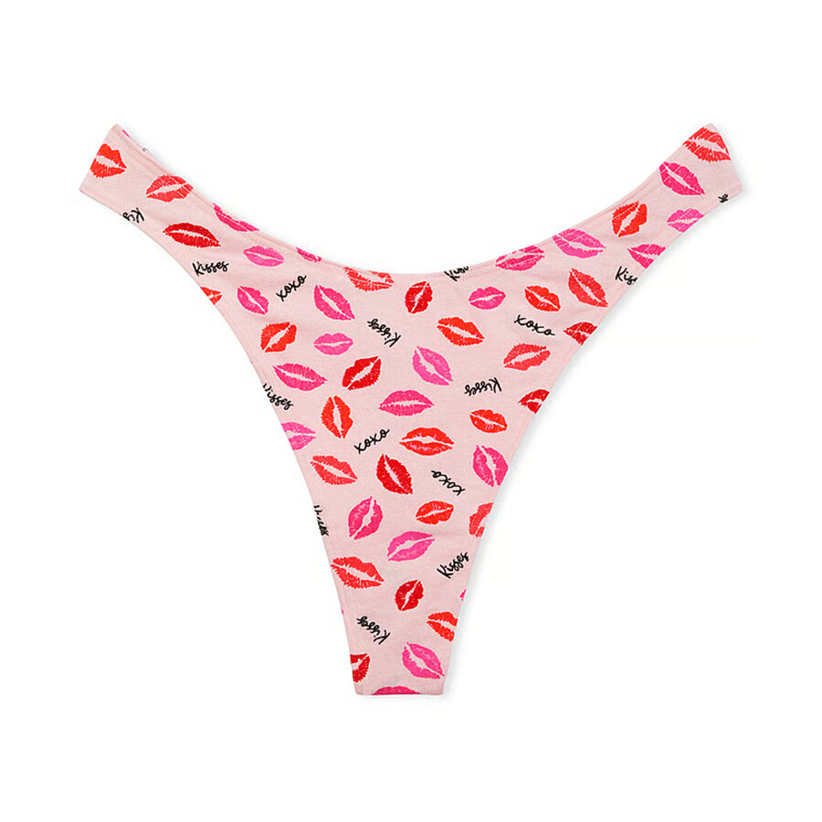 

Трусики-стринги Victoria's Secret Stretch Cotton High-Leg Scoop Thong Classic, розовый/красный