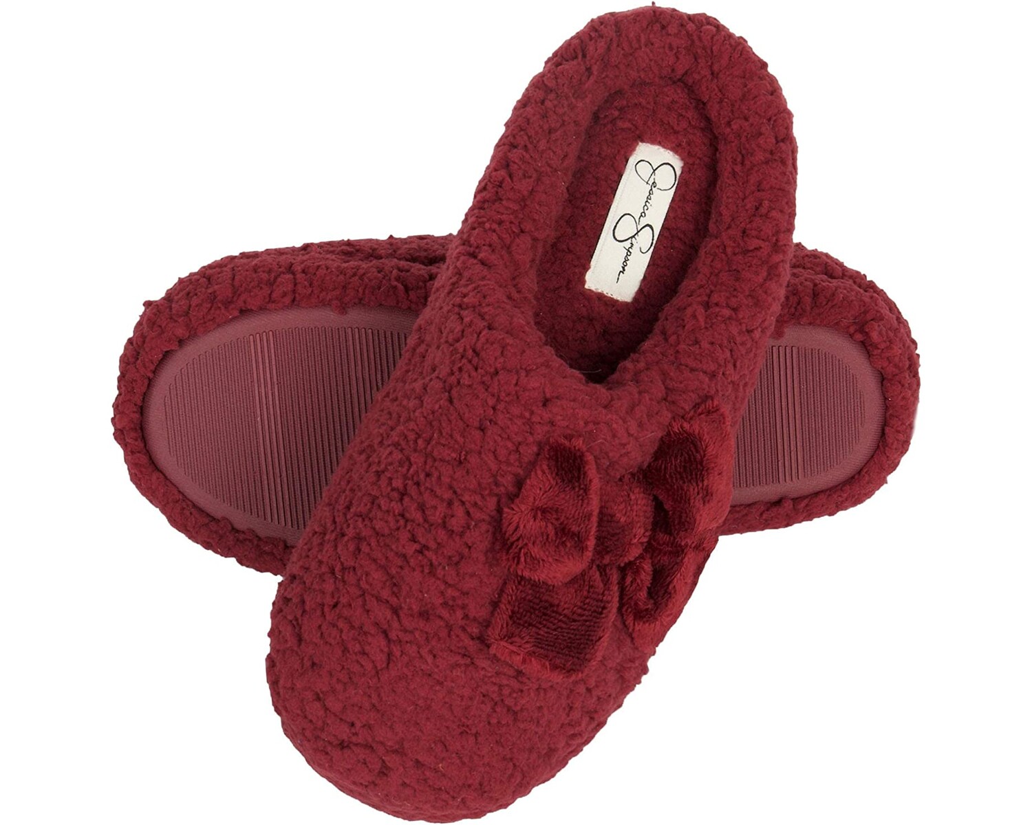 

Слипперы Women's Plush Marshmallow Slide on House Slipper Clog with Memory Foam Jessica Simpson, бургундия
