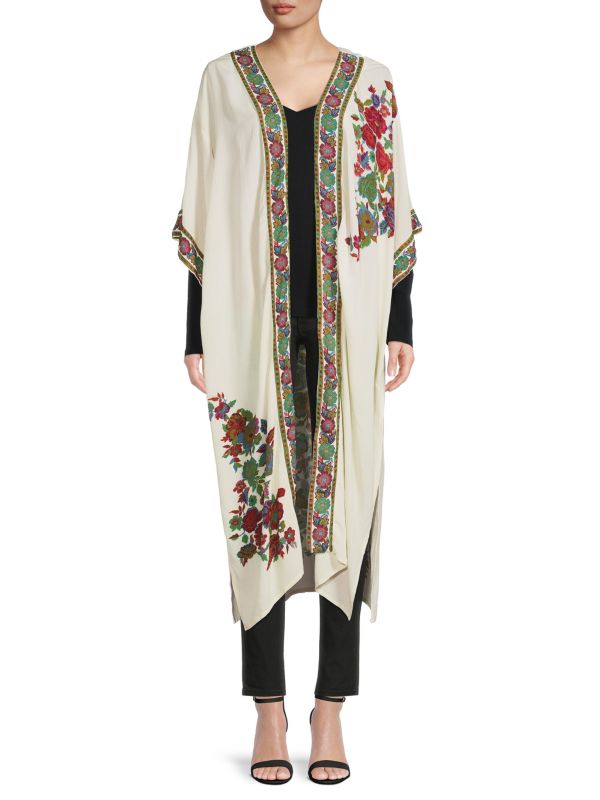 цена Удлиненное кимоно Saachi с цветочным принтом, слоновая кость