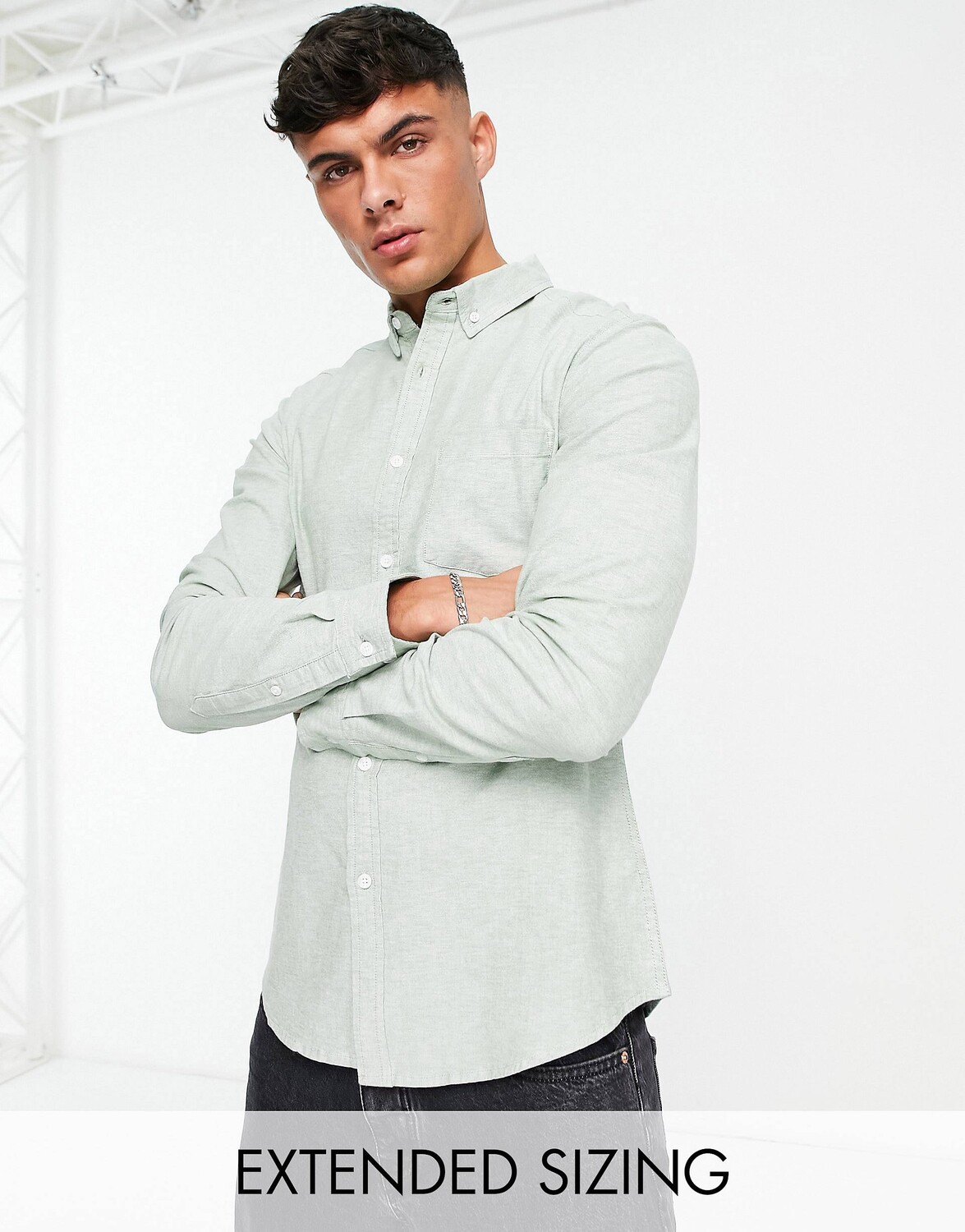 

Зеленая оксфордская рубашка узкого кроя ASOS DESIGN