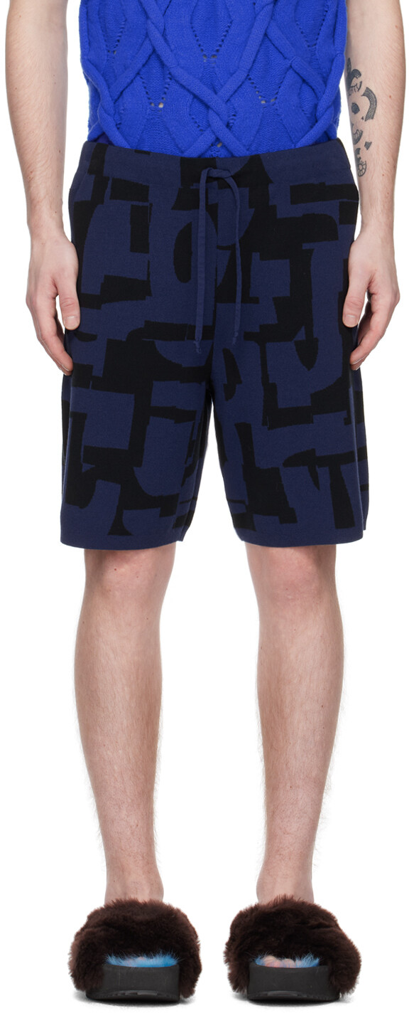 

Синие жаккардовые шорты Dries Van Noten