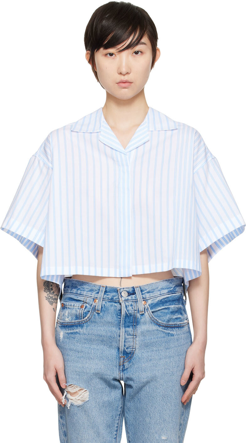 

Синяя полосатая рубашка Maison Kitsuné