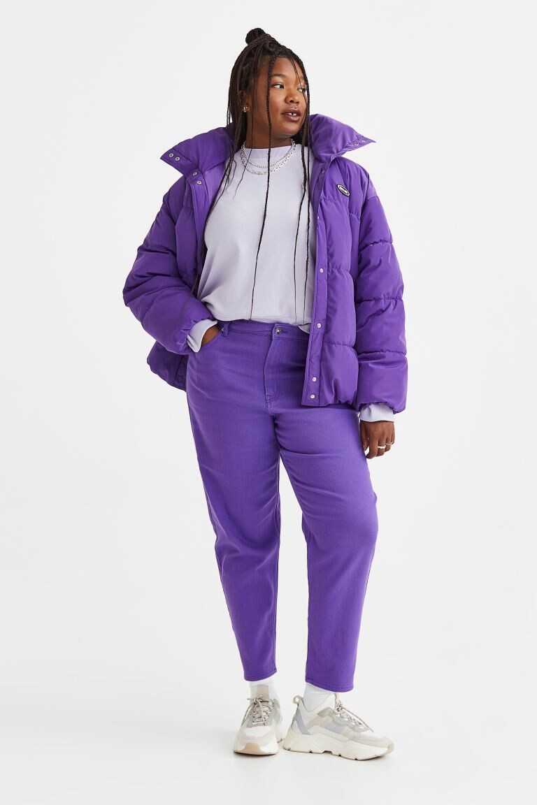 

Твиловые брюки свободного кроя H&M+ Mom, фиолетовый