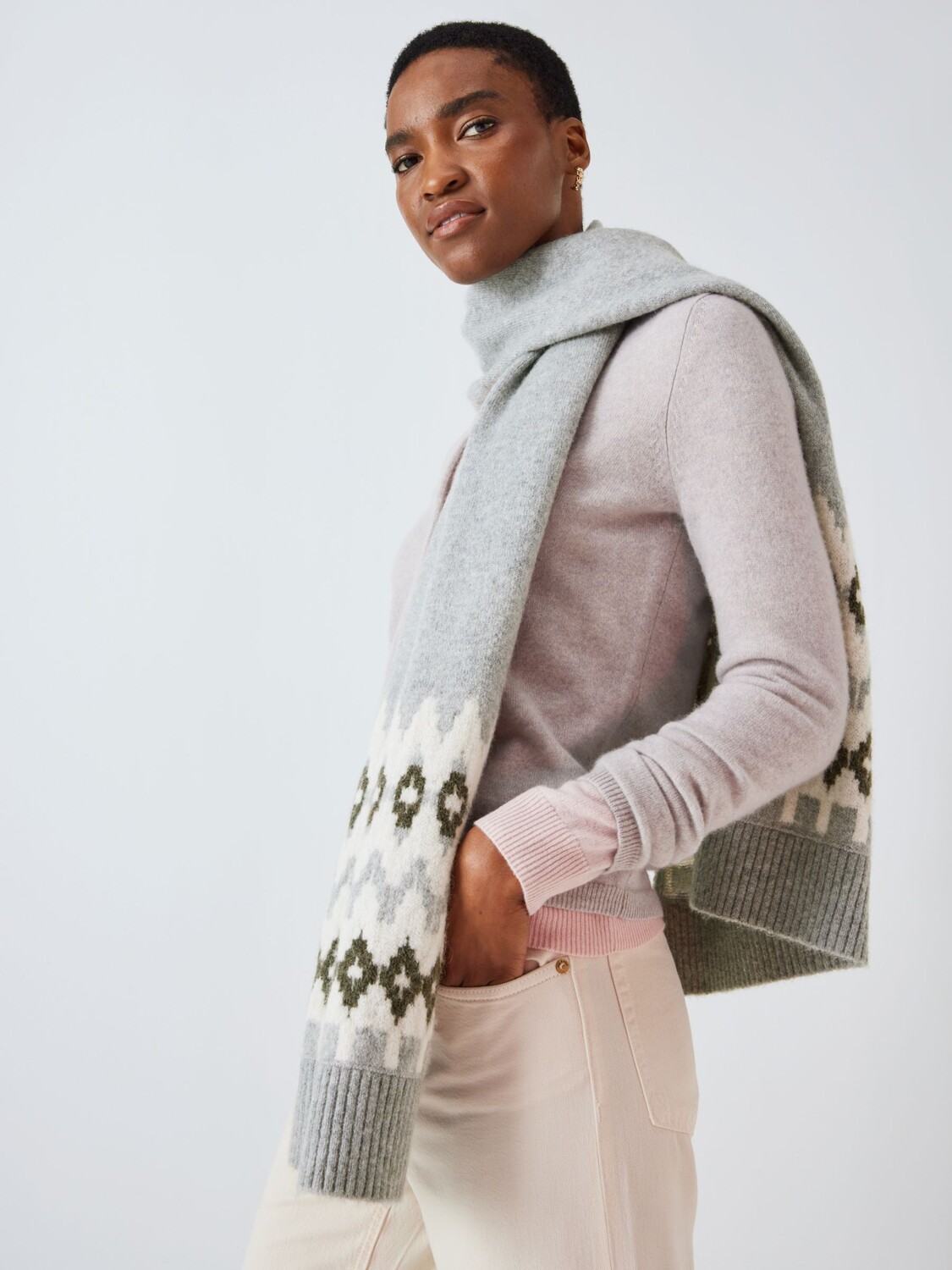 

Шарф Fairisle из смесовой шерсти John Lewis, серый