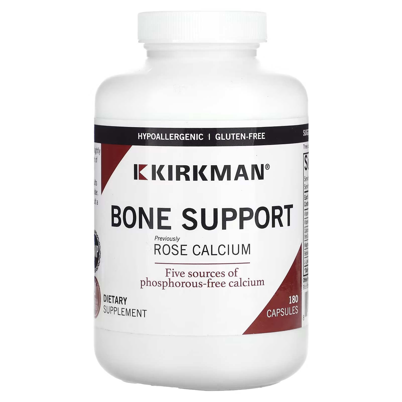 Пищевая добавка Kirkman Labs Bone Support, 180 капсул пищевая добавка kirkman labs calcium with vitamin d3 120 капсул