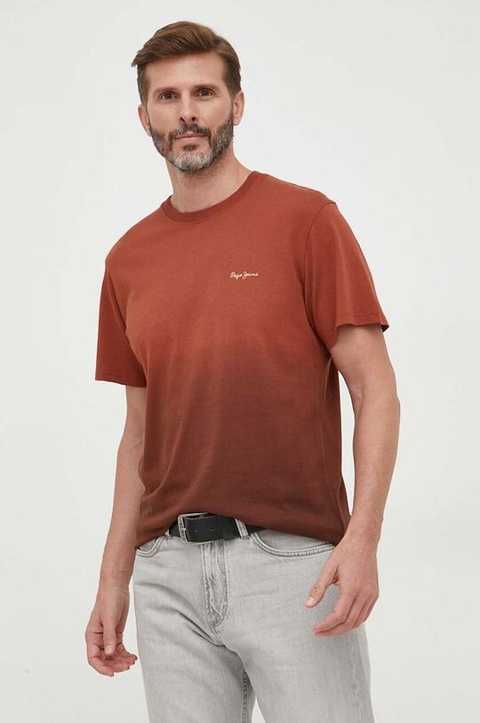 

Хлопковая футболка Pepe Jeans, коричневый