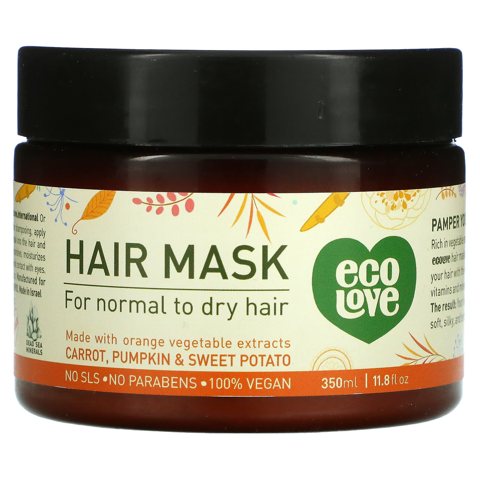 Маска Eco Love для волос, морковь / тыква / батат, 350 мл eco love гель для душа морковь тыква и батат 500 мл 17 6 жидк унции