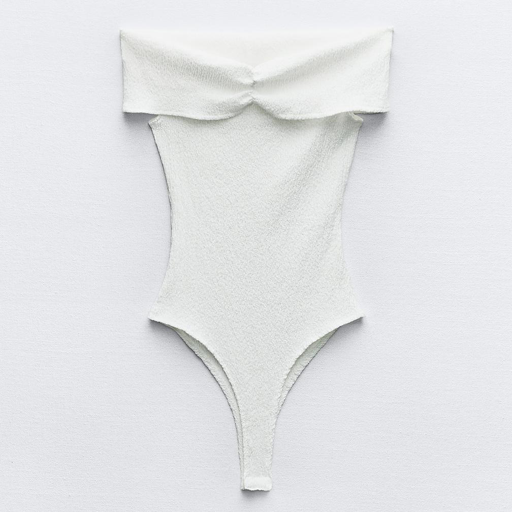 Боди-комбинезон Zara Textured Draped, белый