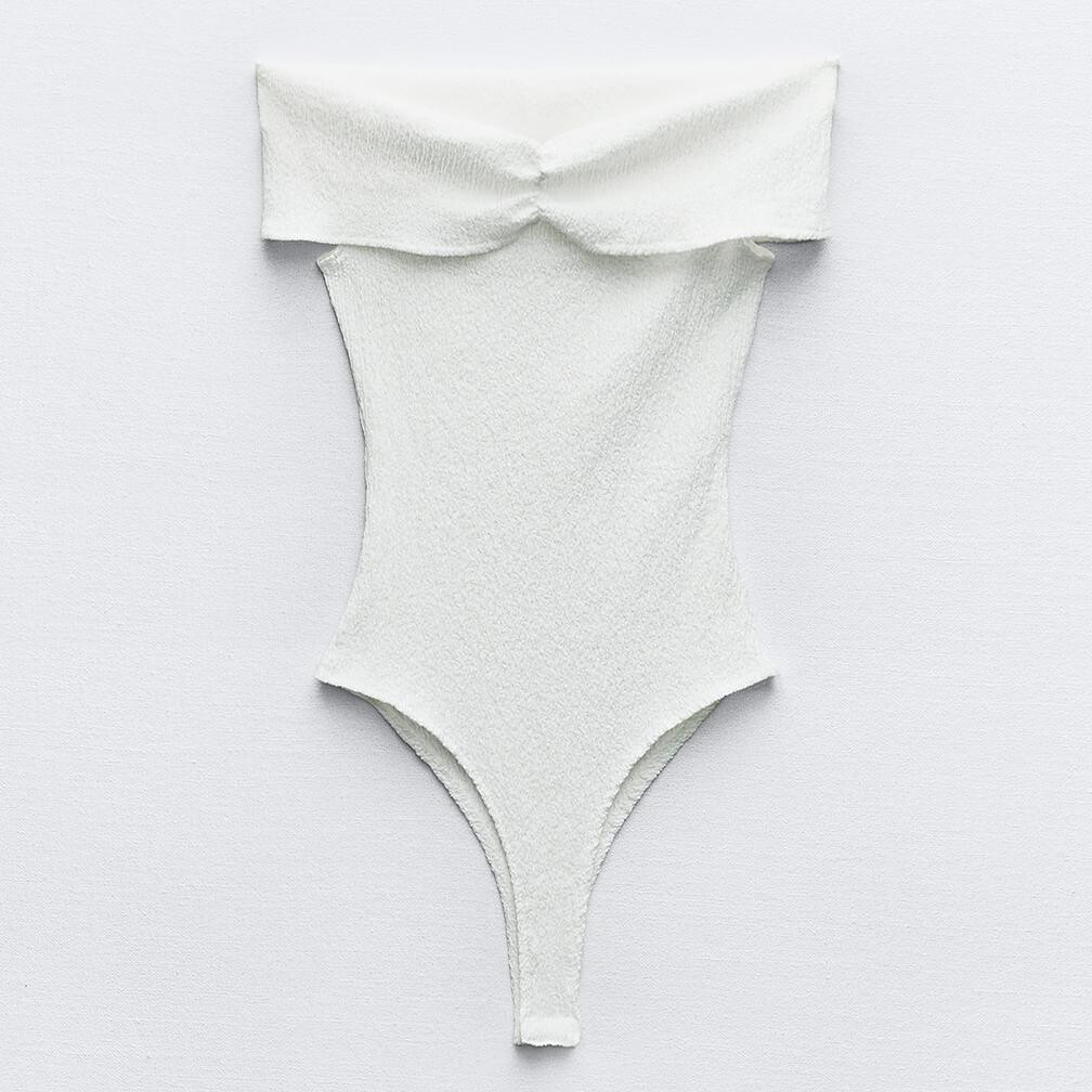 

Боди-комбинезон Zara Textured Draped, белый