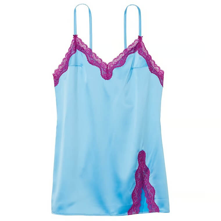 Комбинация Victoria's Secret Fun & Flirty Satin Lace-Trim, голубой/розовый