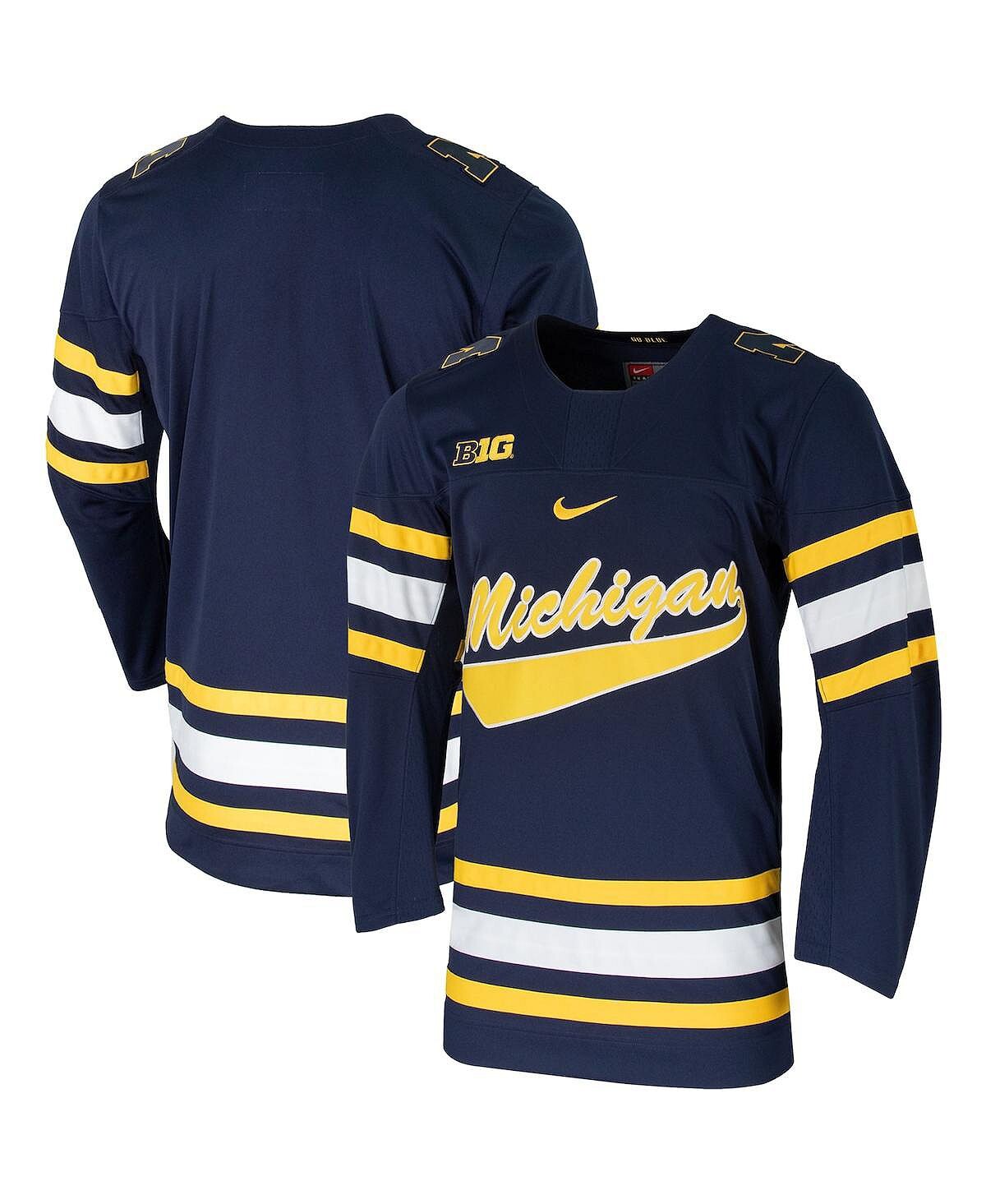 

Мужская хоккейная майка команды michigan wolverines replica team темно-синего цвета Nike, синий