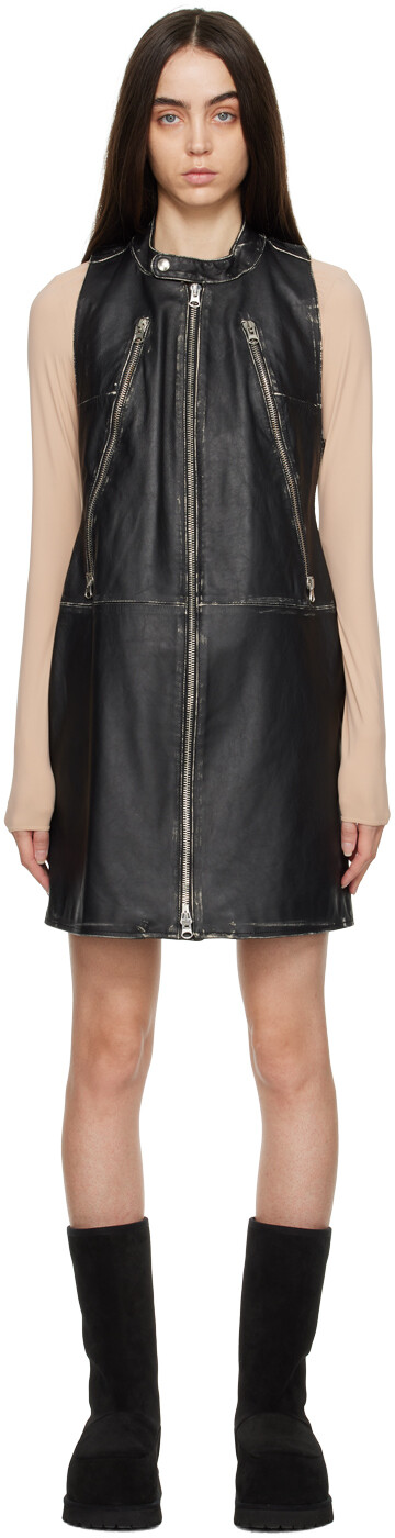 

Черный кожаный байкерский жилет MM6 Maison Margiela