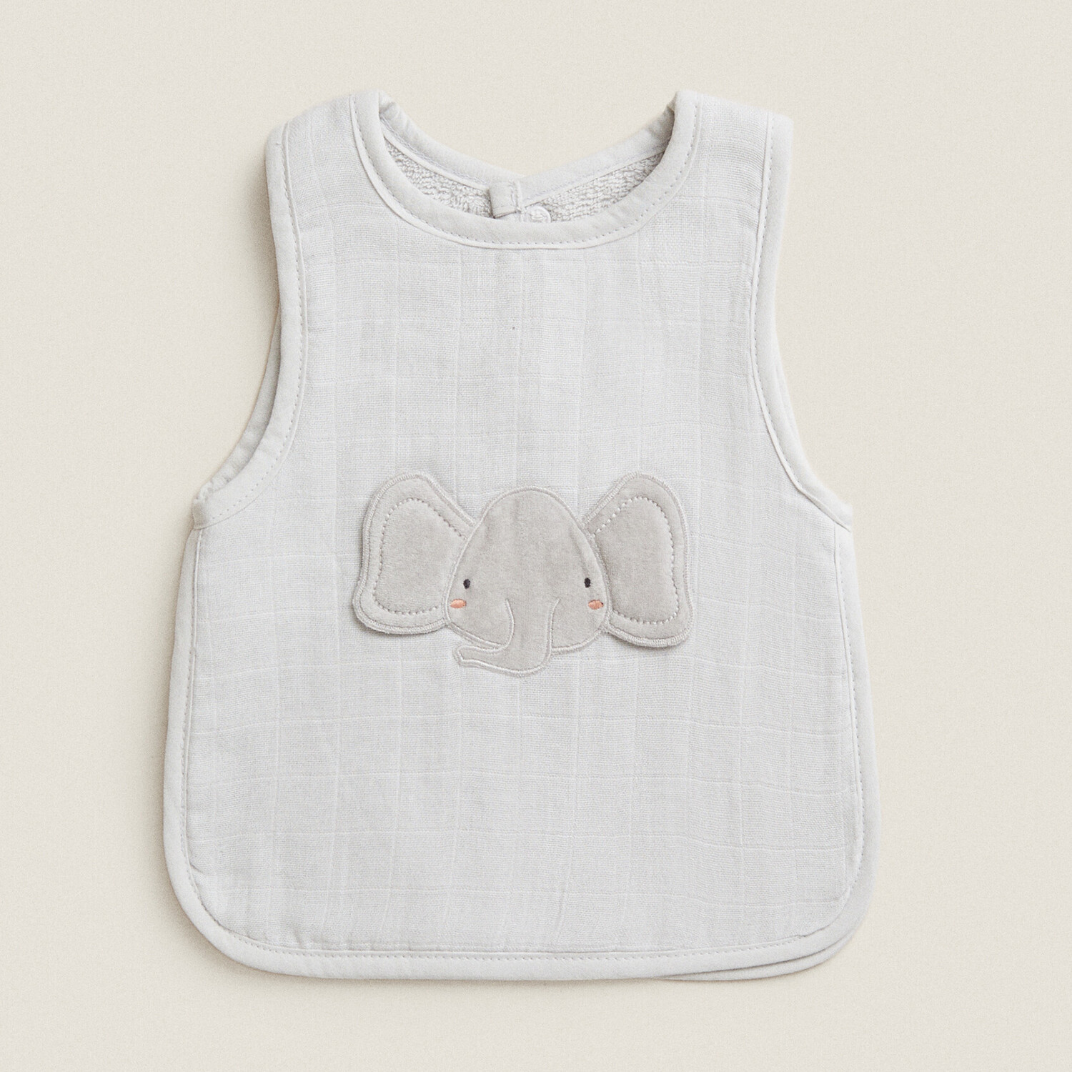 Детский нагрудник Zara Home Elephant Cotton Terry, серо-голубой