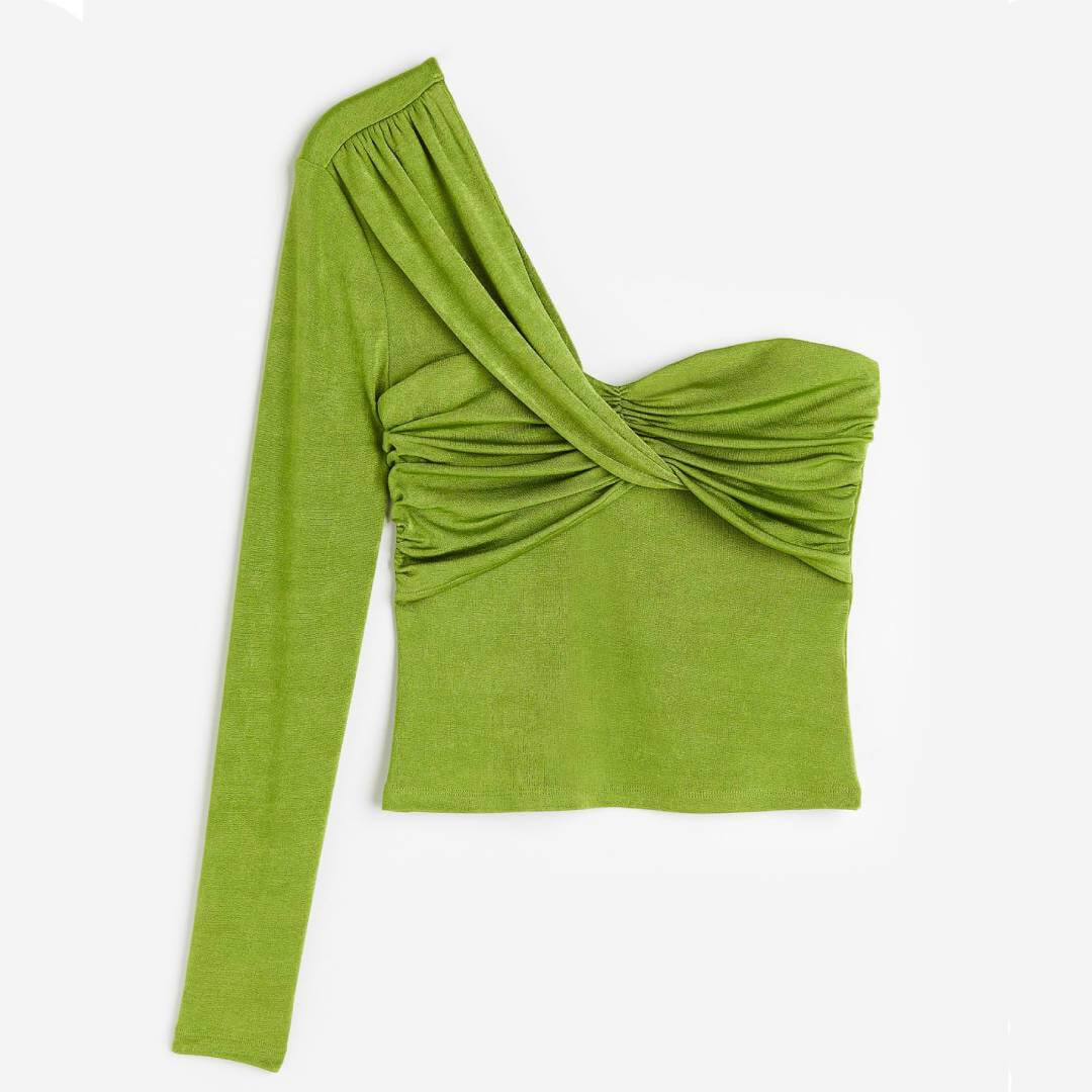 

Топ с открытым плечом H&M Draped, зеленый