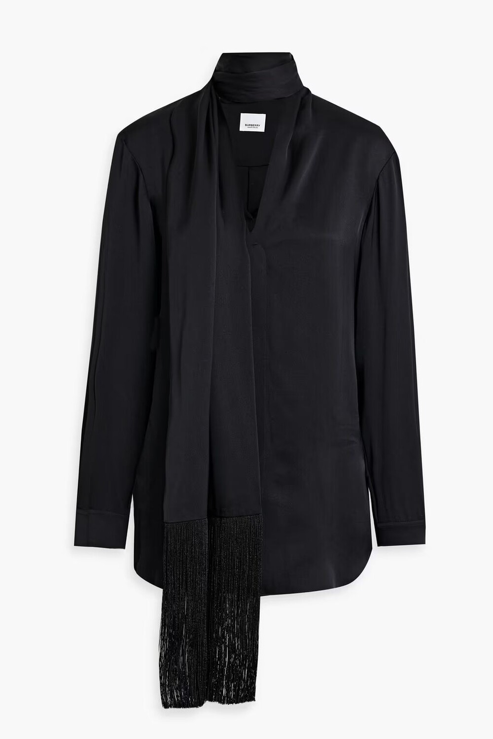 

Блузка из шелкового атласа с завязками на воротнике Burberry, черный