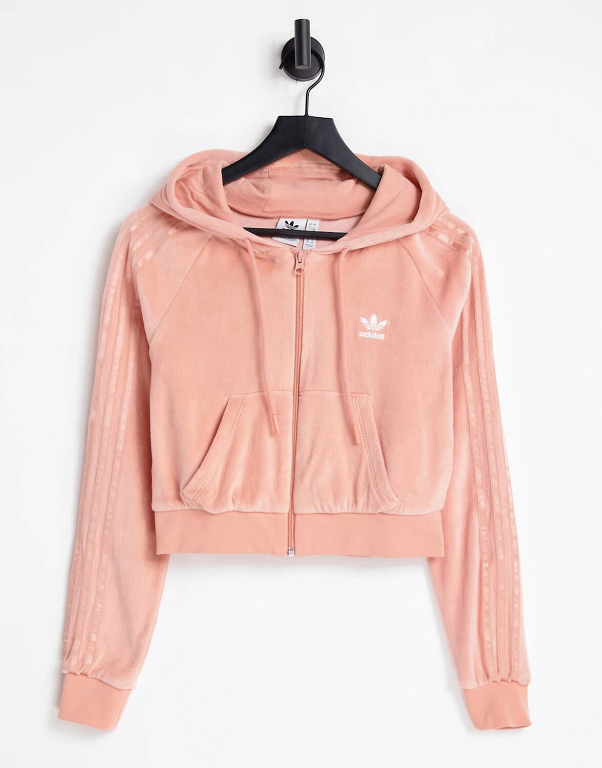 

Красная велюровая худи на молнии adidas Originals 'Relaxed Risque'