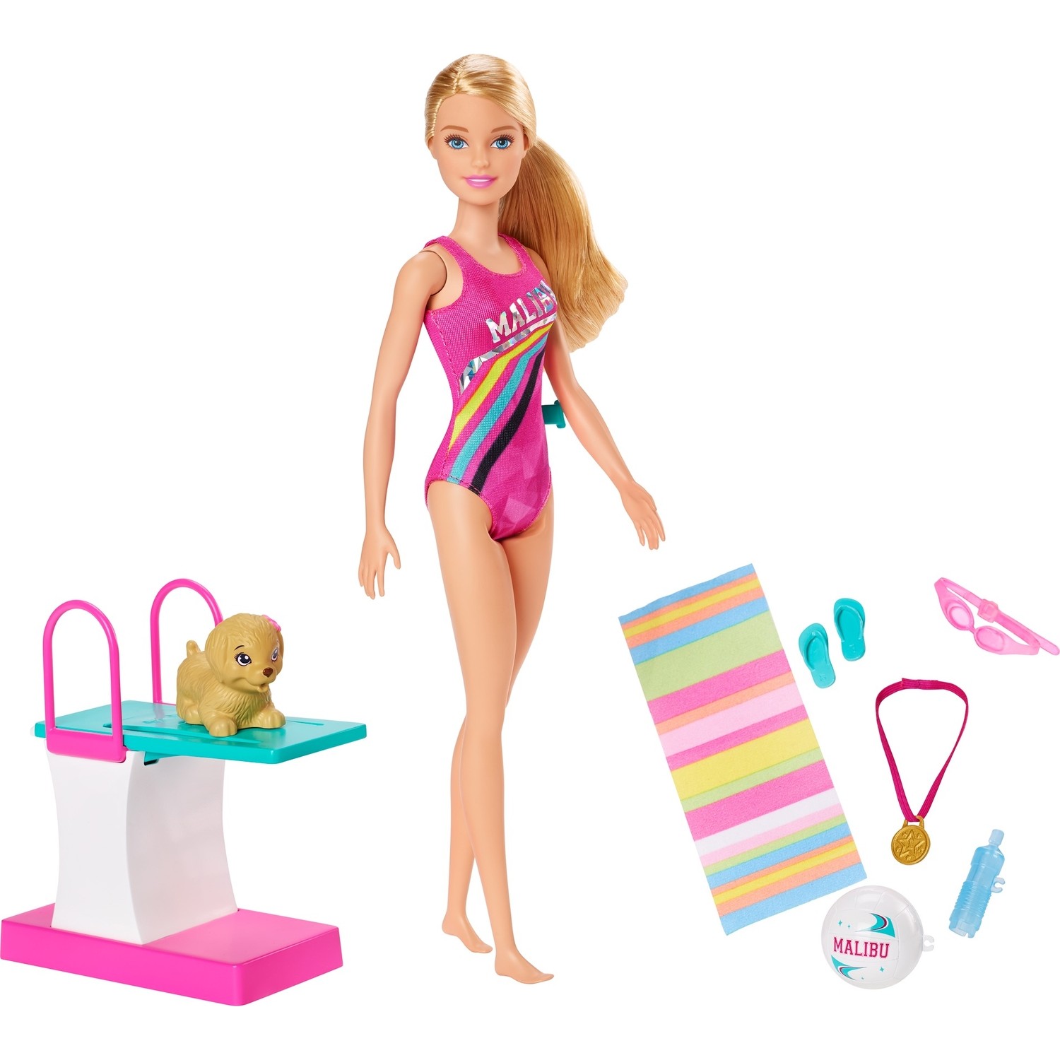 Игровой набор Barbie чемпионка по плаванию GHK23 набор игровой детская комната с куклами и аксессуарами 30 см