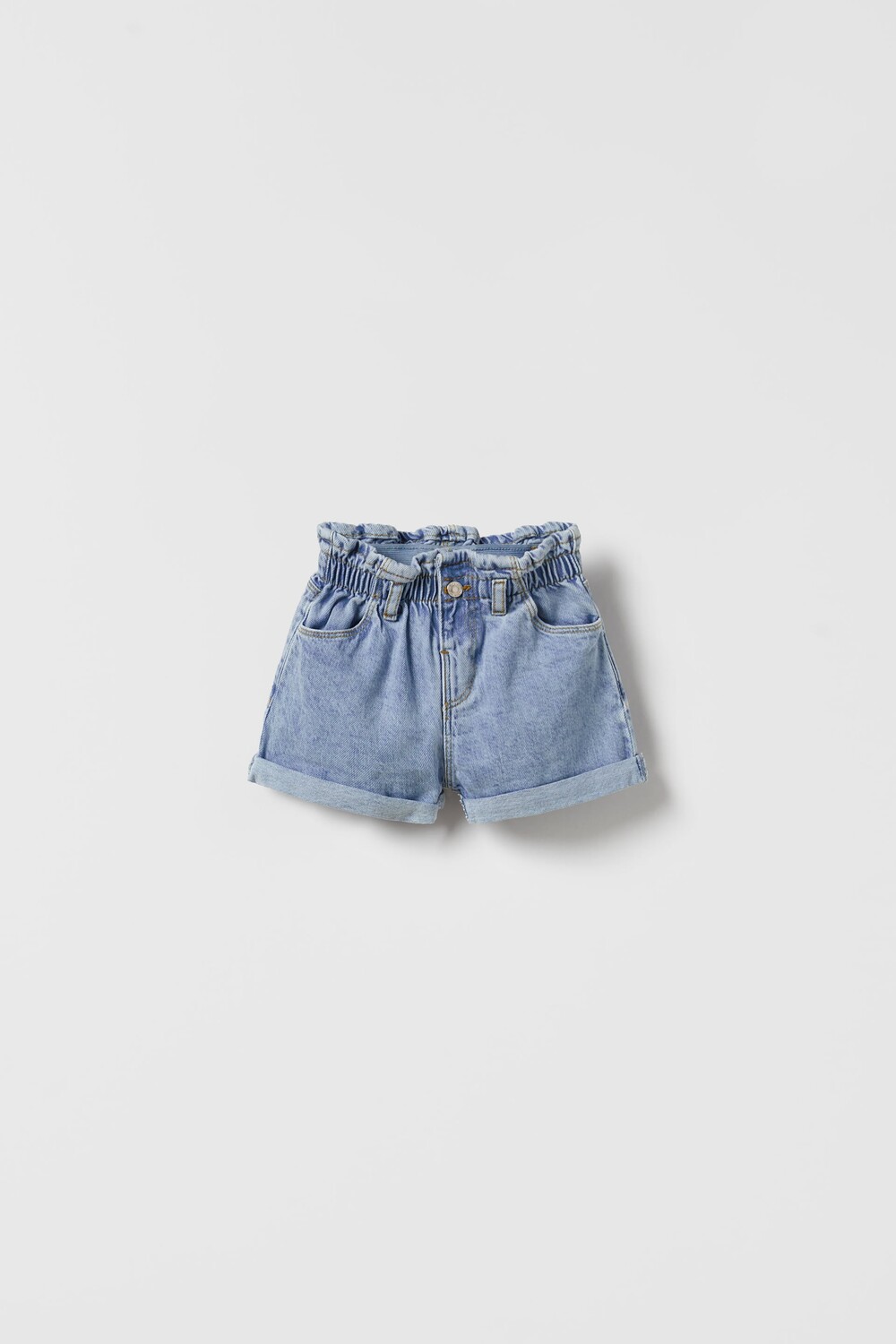 

Джинсовые шорты со сборкой на поясе Zara, синий