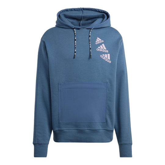 Худи Adidas Solid Color Brand Drawstring Hooded HL9382, синий thermal trendy fluffy thicken men hoodie drawstring autumn hoodie hat for work